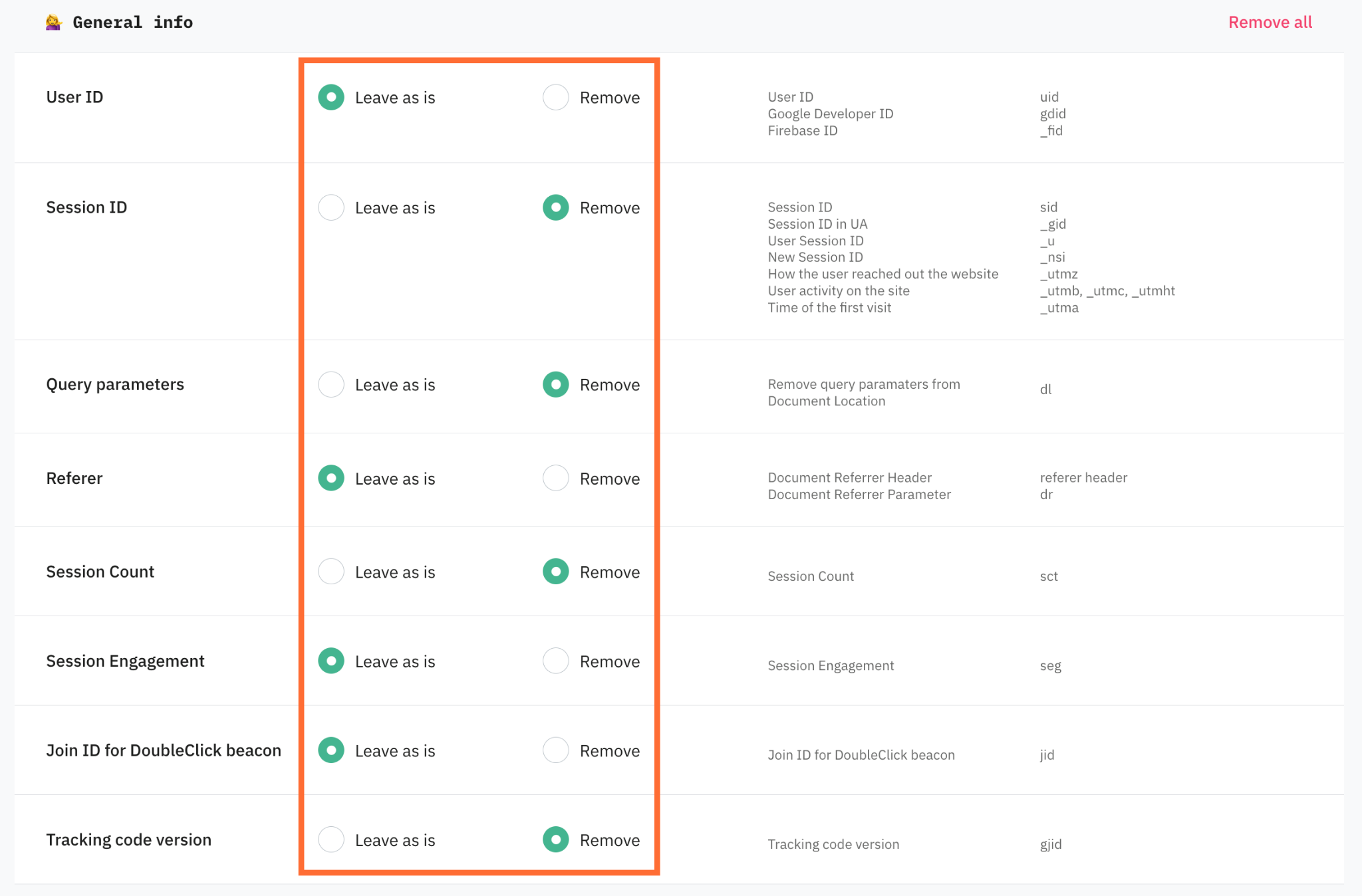 Configure General info