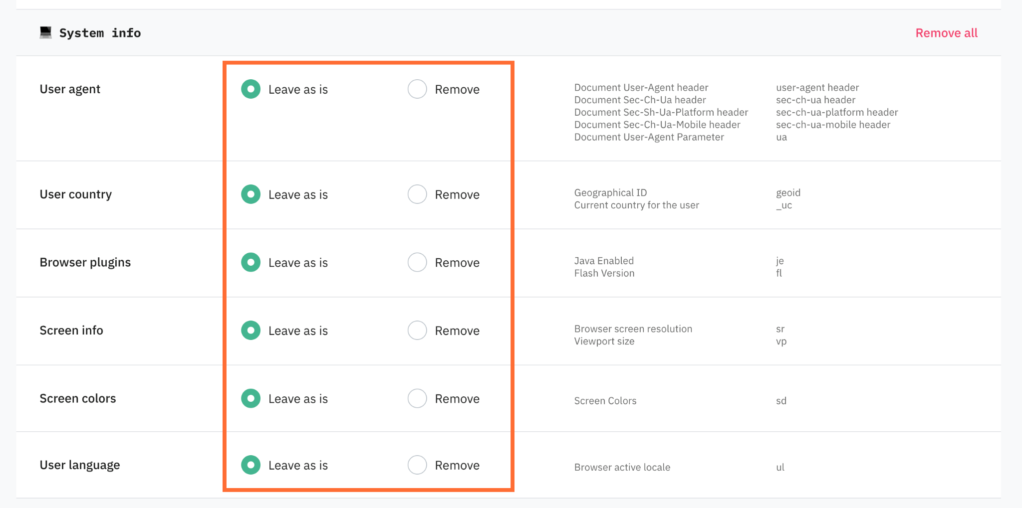 Configure System info