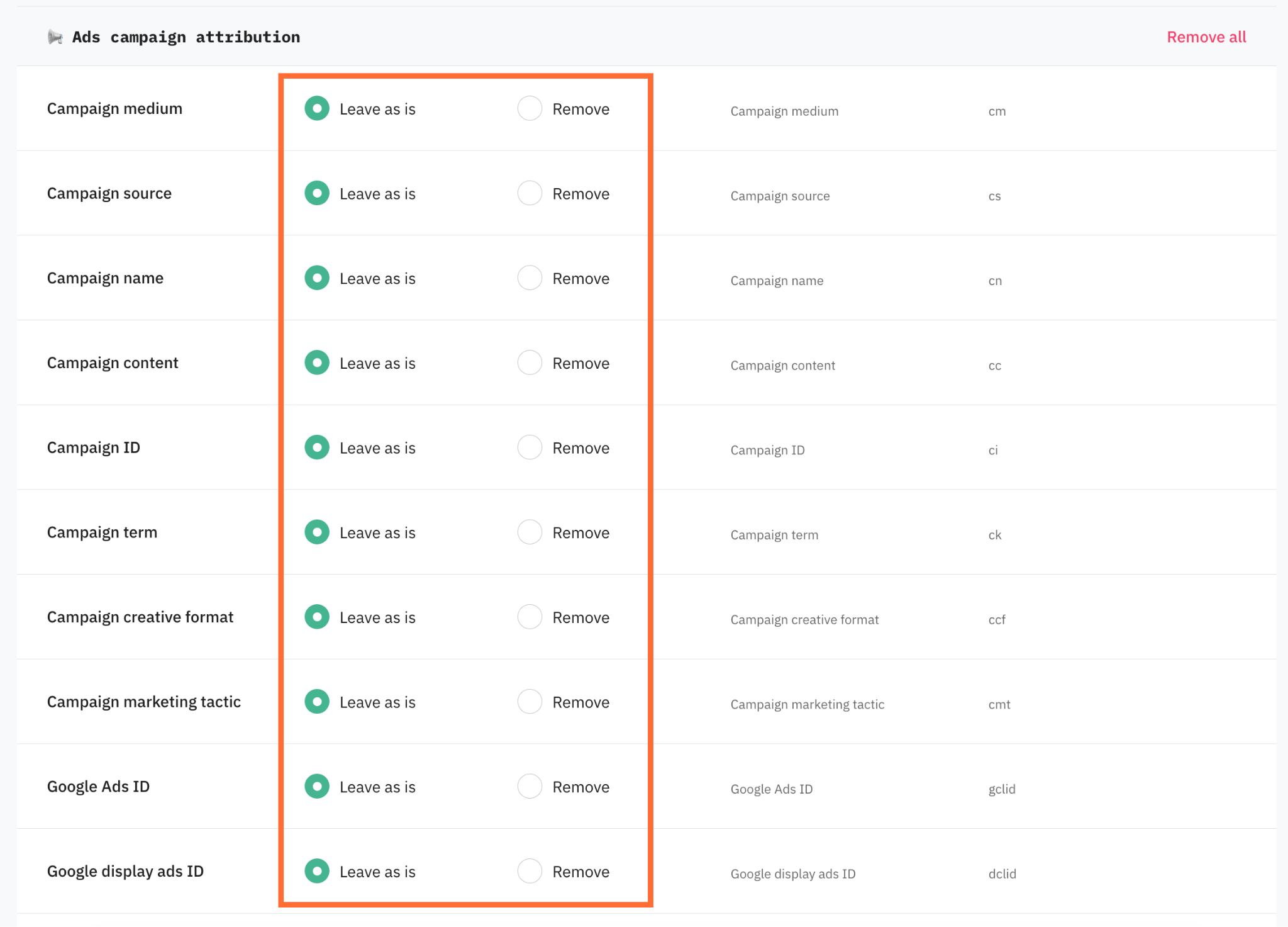 Configure Ads campaign attribution