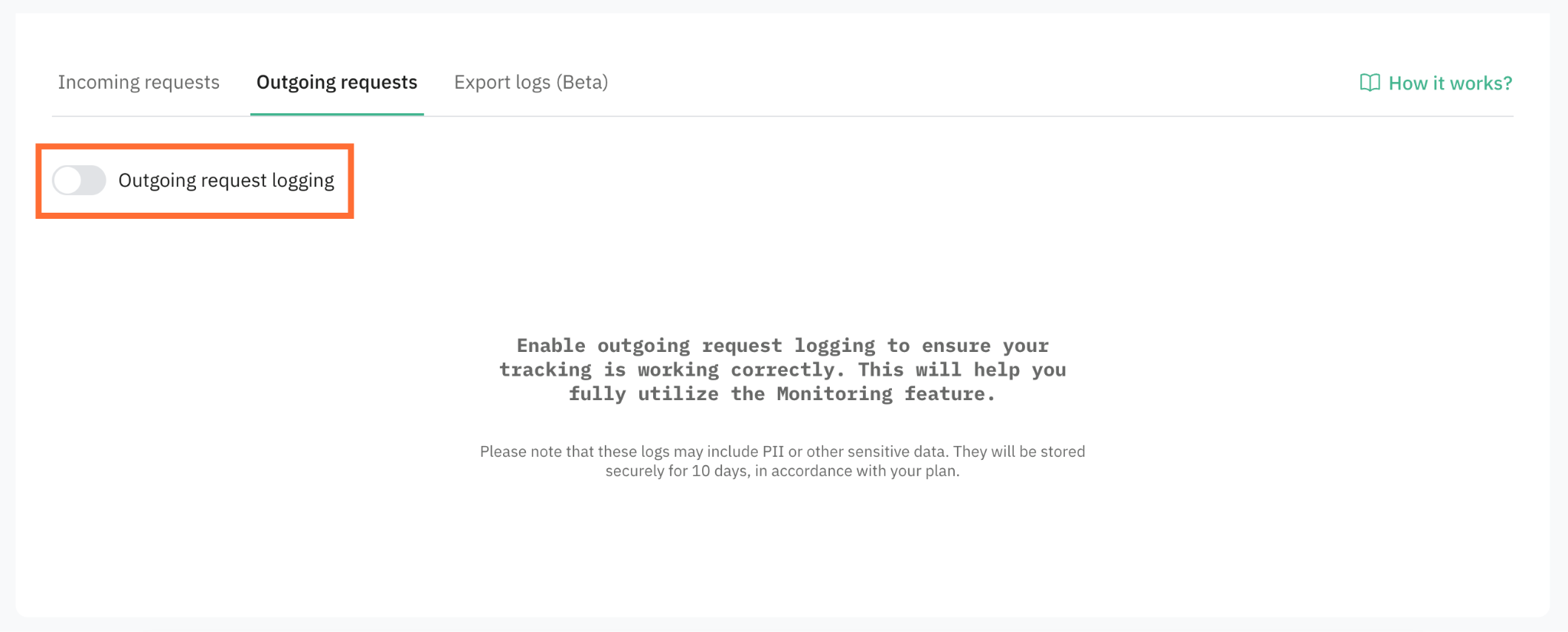 Outgoing request logging