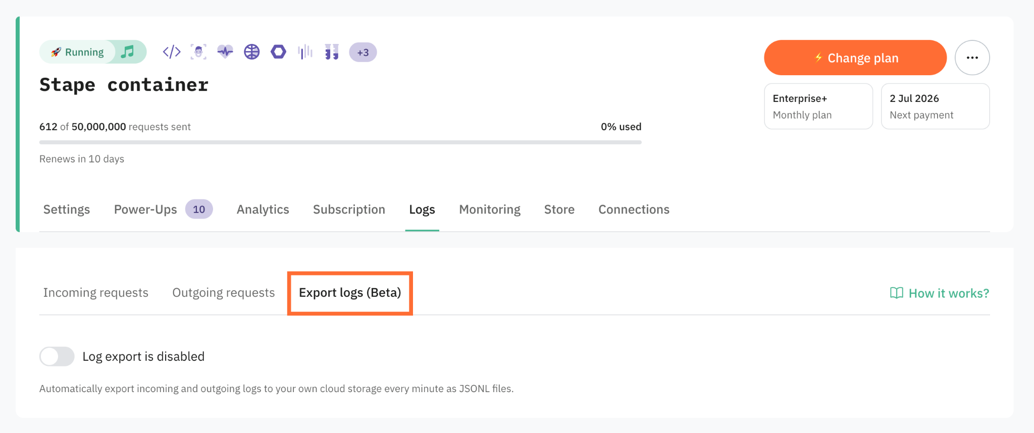 export logs