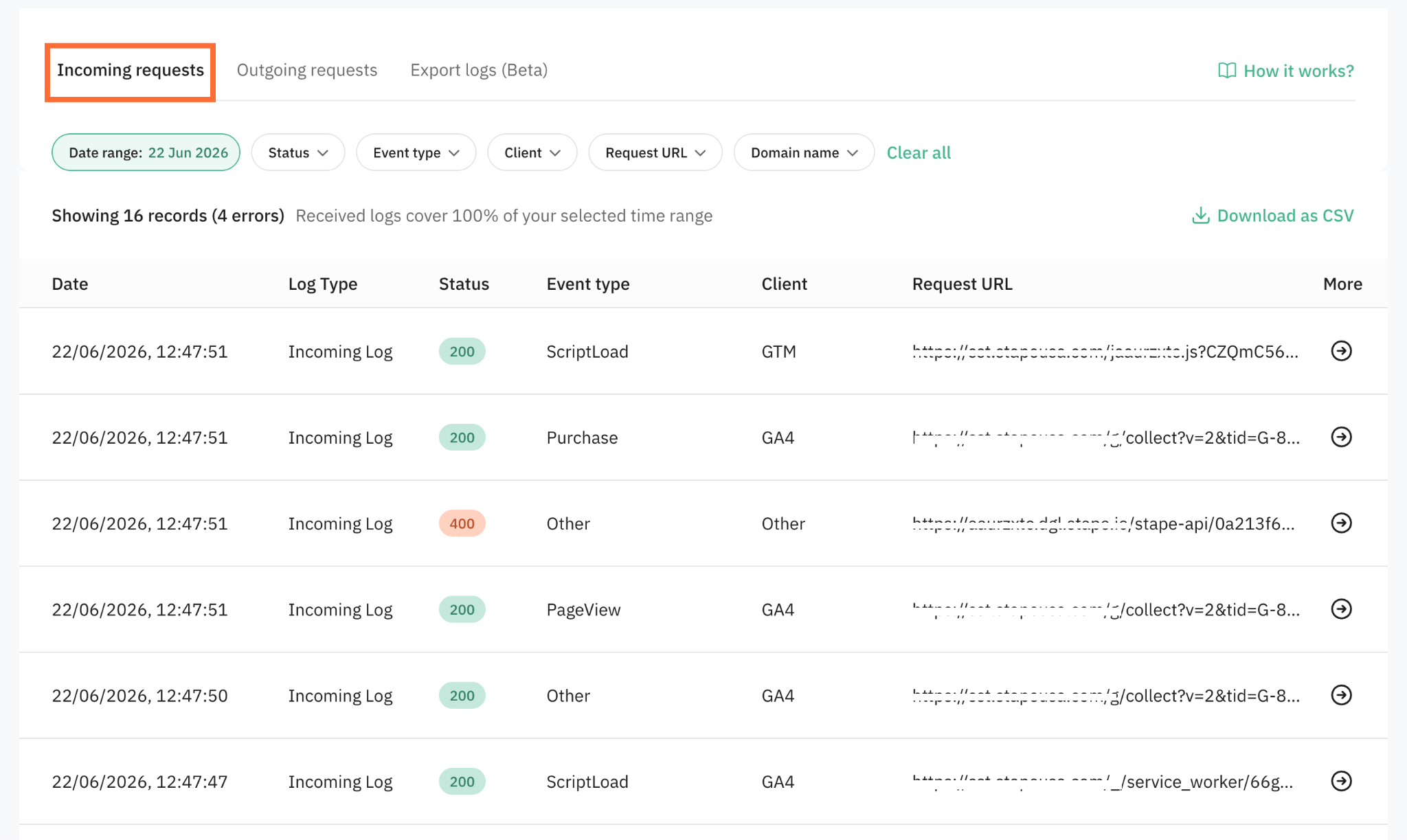 Download as CSV