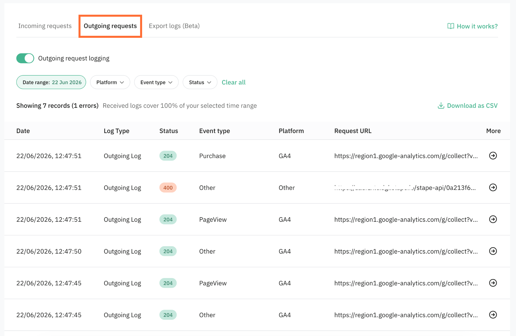 Download as CSV