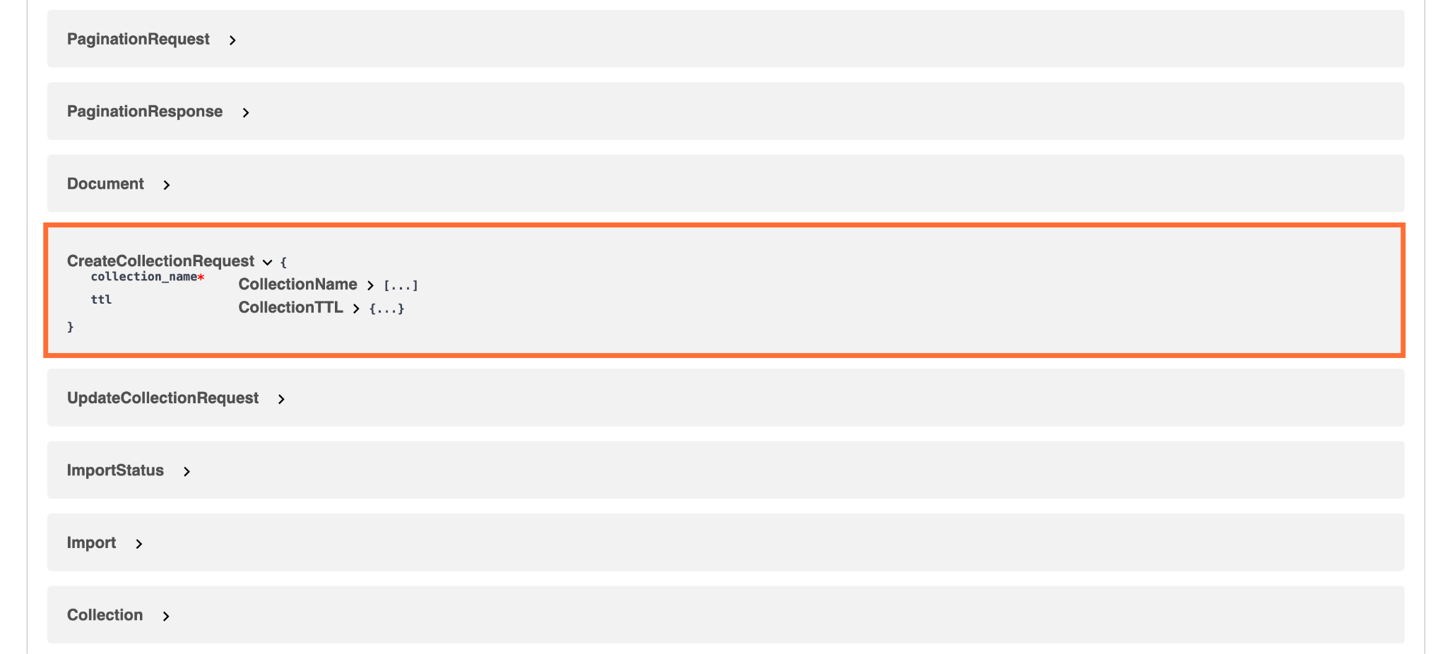  CreateCollectionRequest schema
