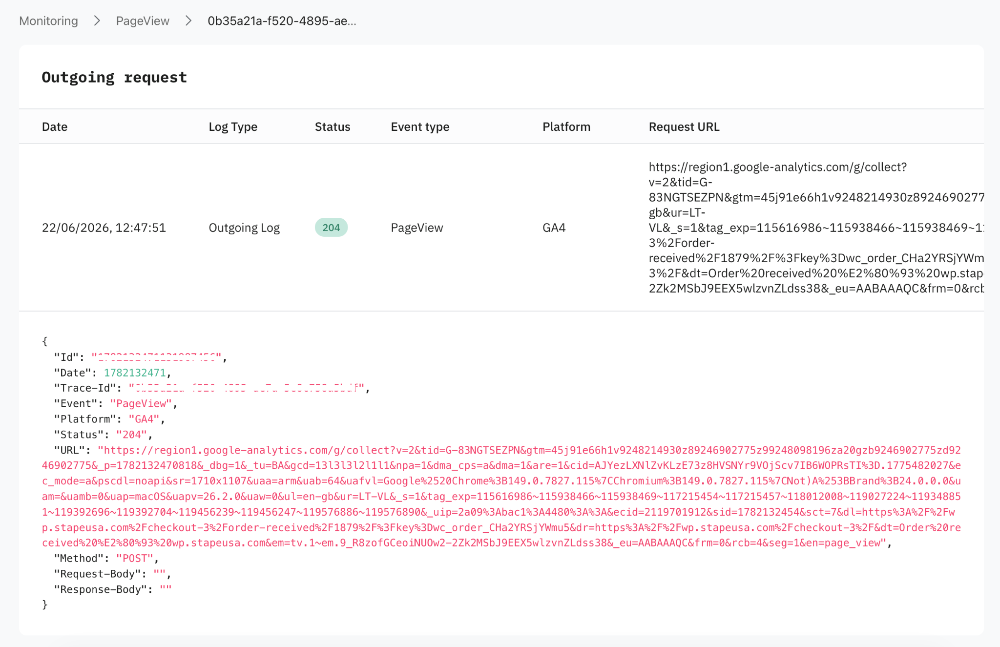 To view full log details, click the More icon.