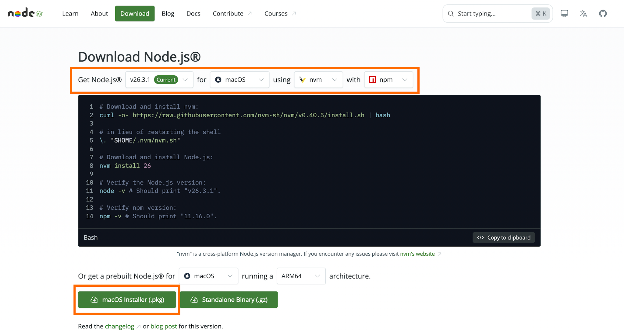 Installed Node.js with an up-to-date version
