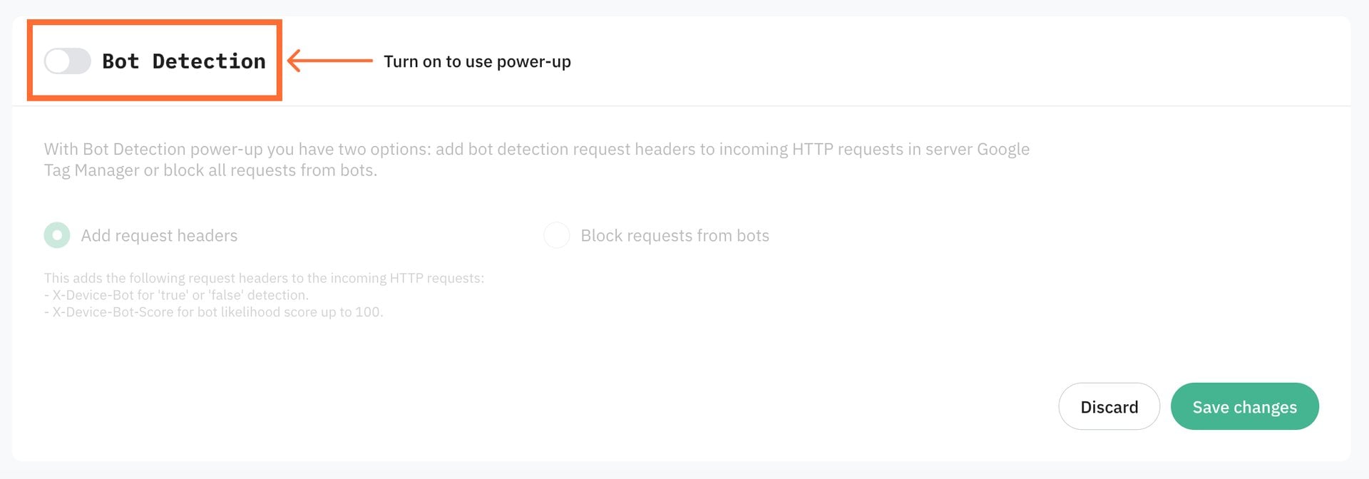 Toggle the "Bot Detection" switch