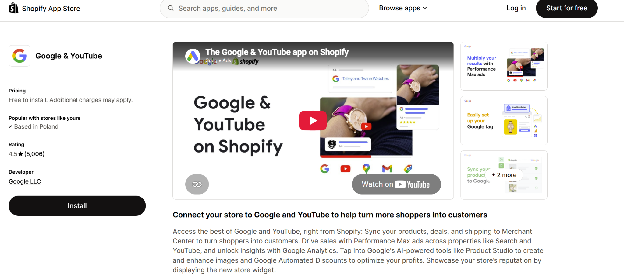 Google & YouTube app from the Shopify App Store