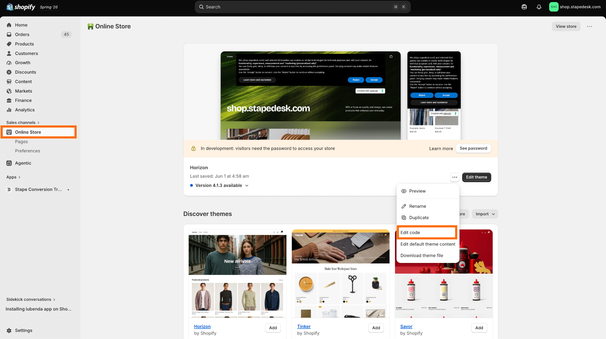 Shopify store