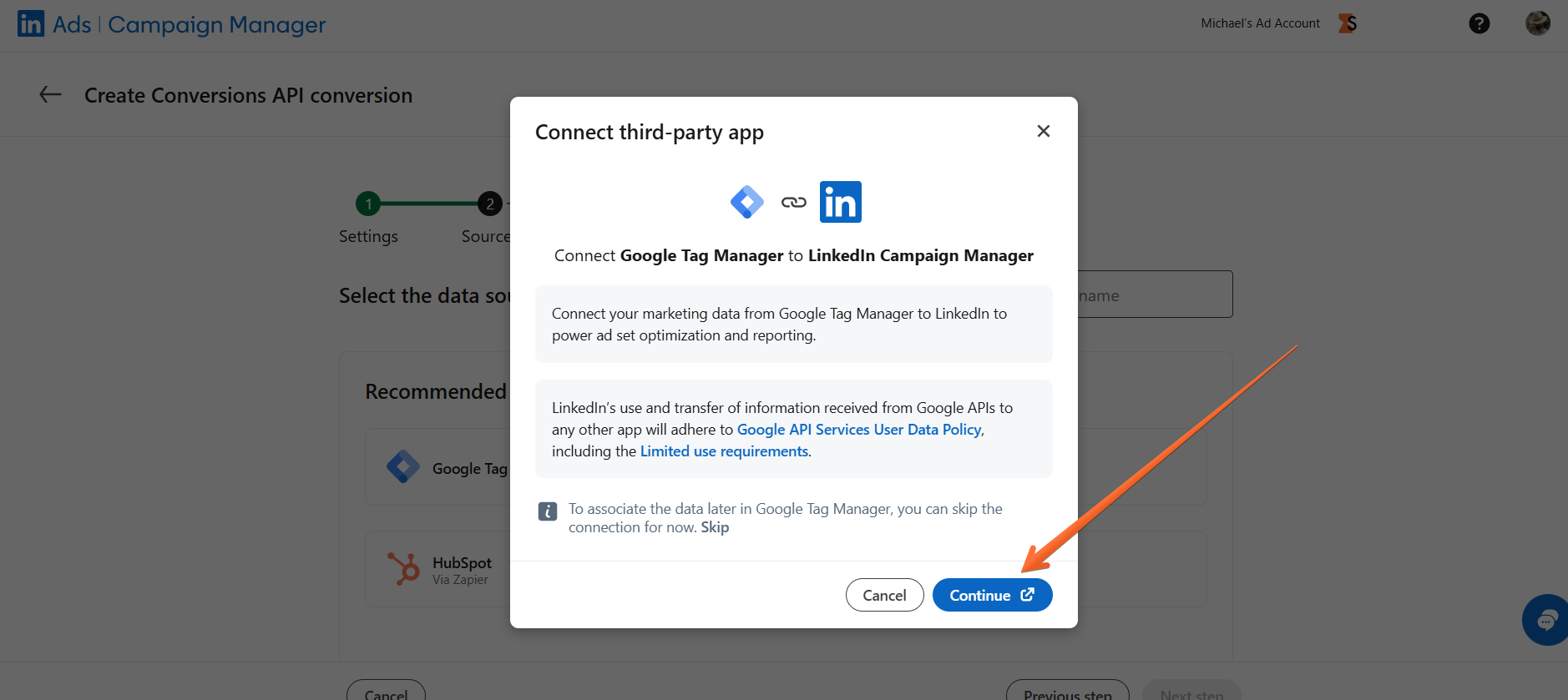 Connect to Google Tag Manager