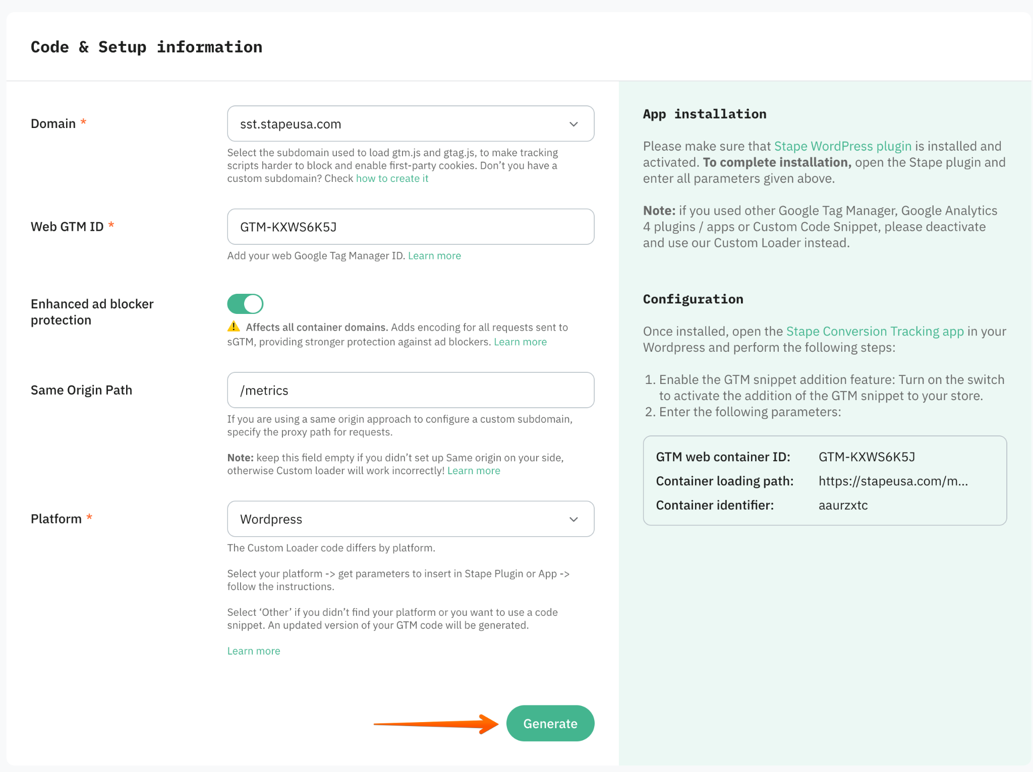 Custom Loader configuration screen
