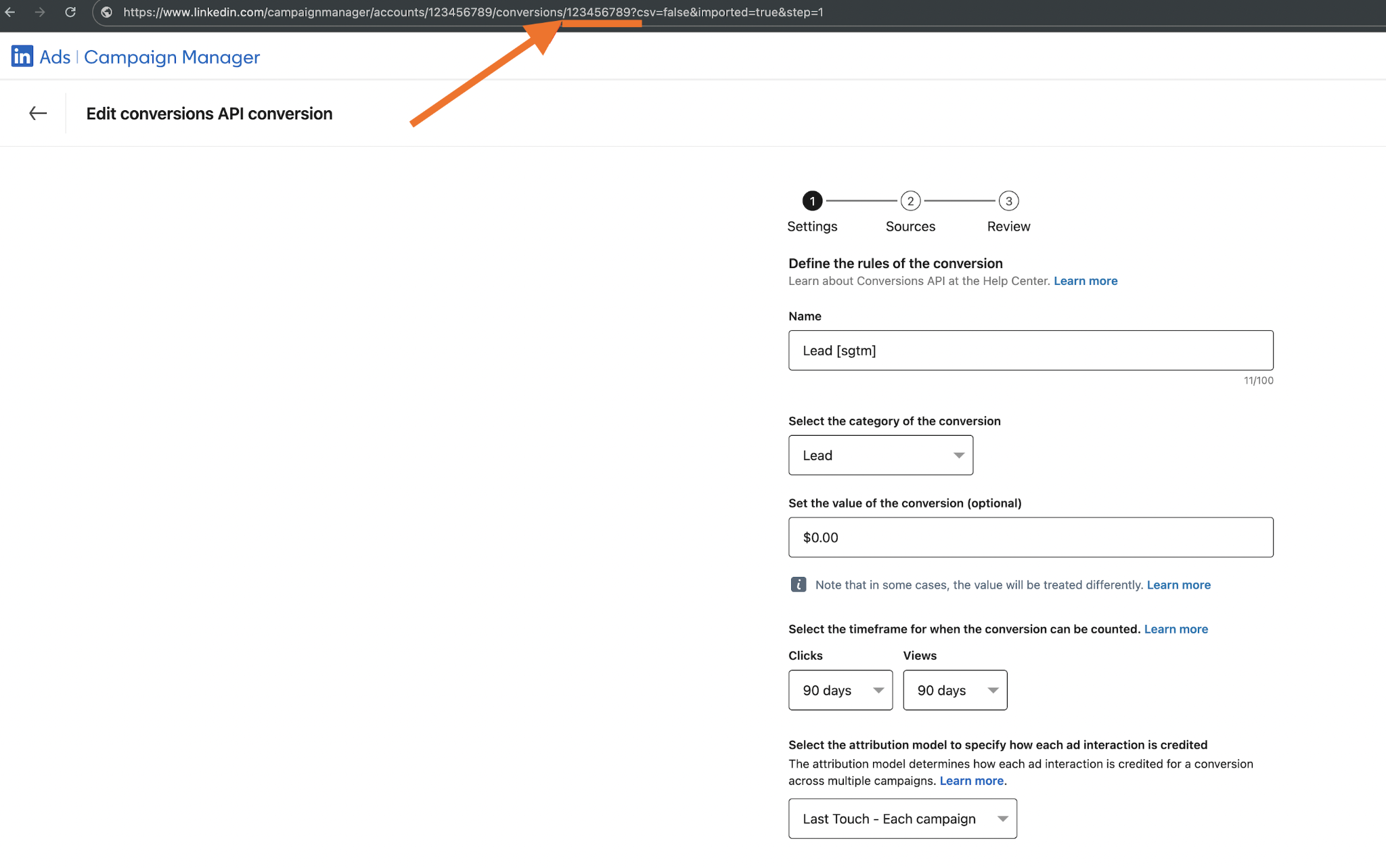 Conversion Rule ID in the URL