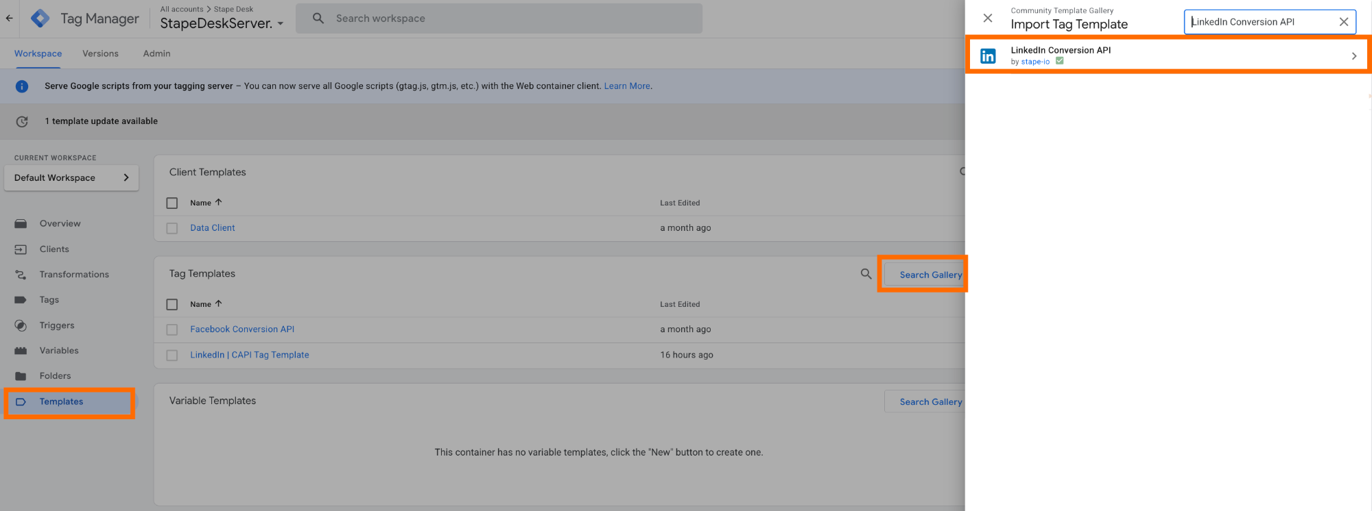 LinkedIn Conversions API in the sGTM Template Gallery