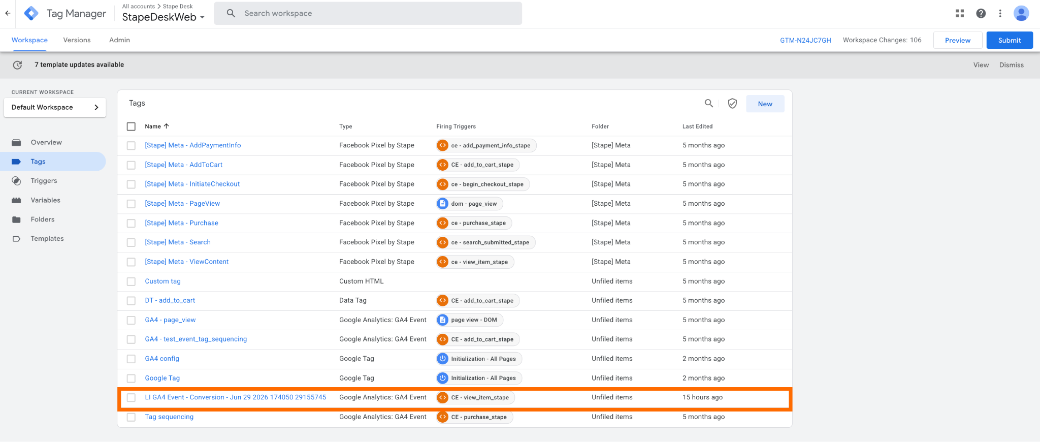 Added tag in web GTM