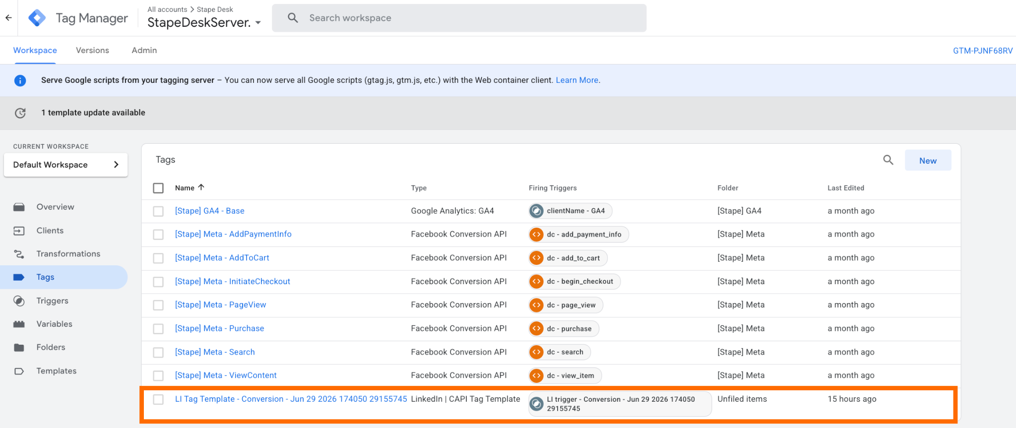 Added tag in server GTM