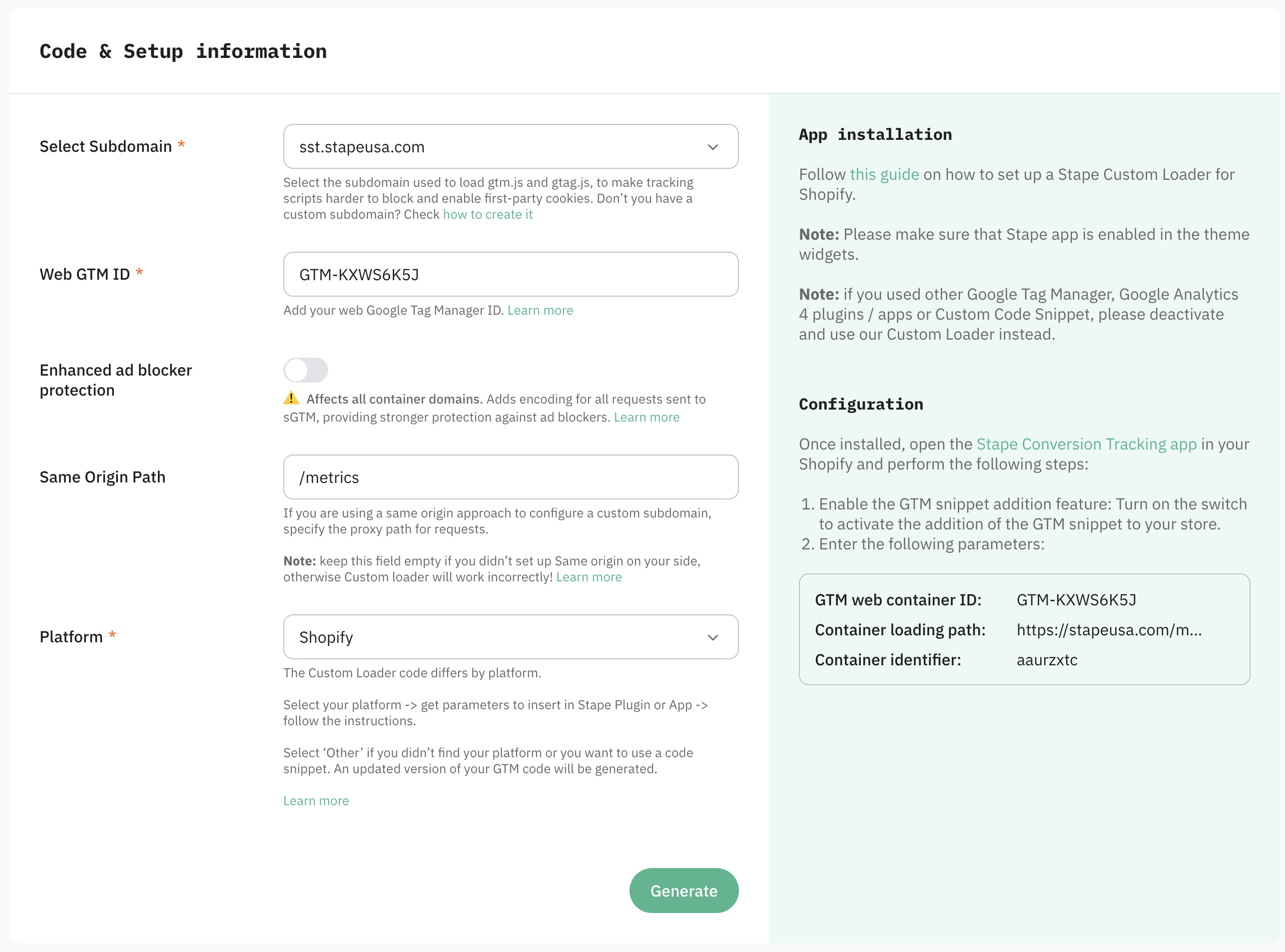 Custom Loader and click Generate