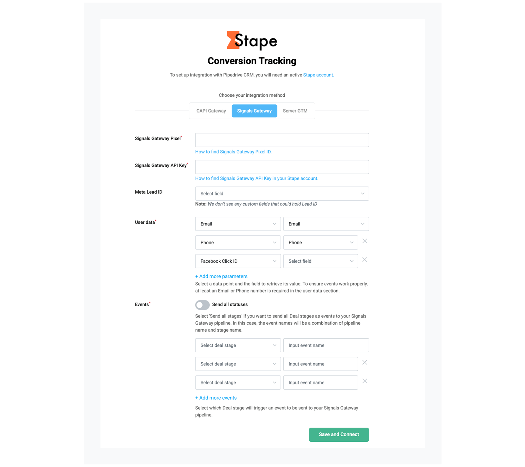 Fill out required fields