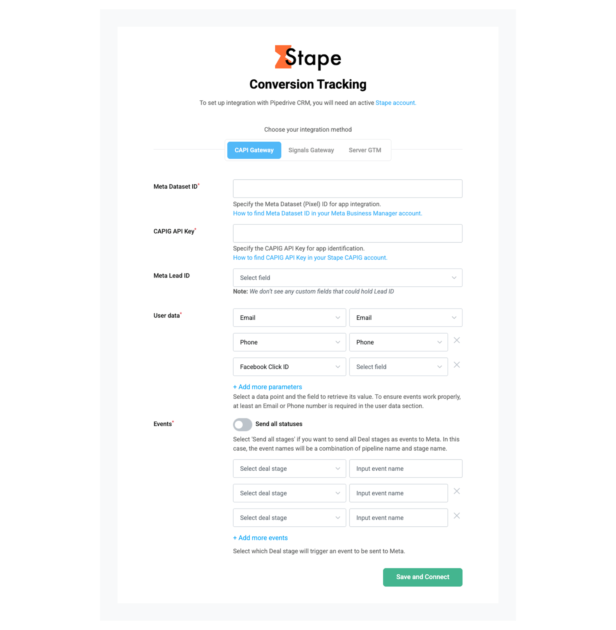 Fill out required fields