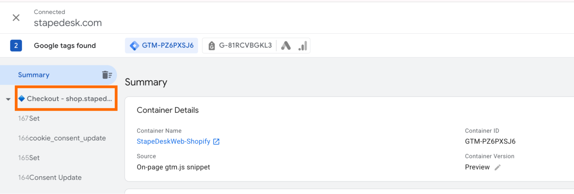 Shopify Sandbox dataLayer