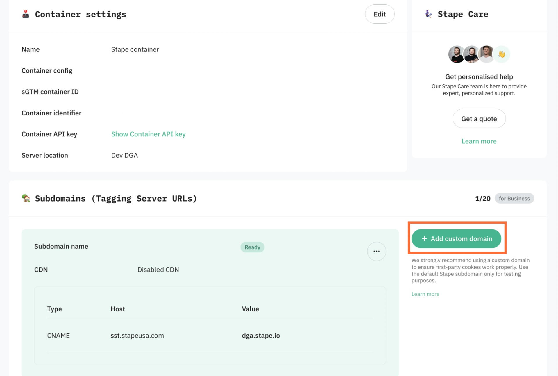 Add custom domain