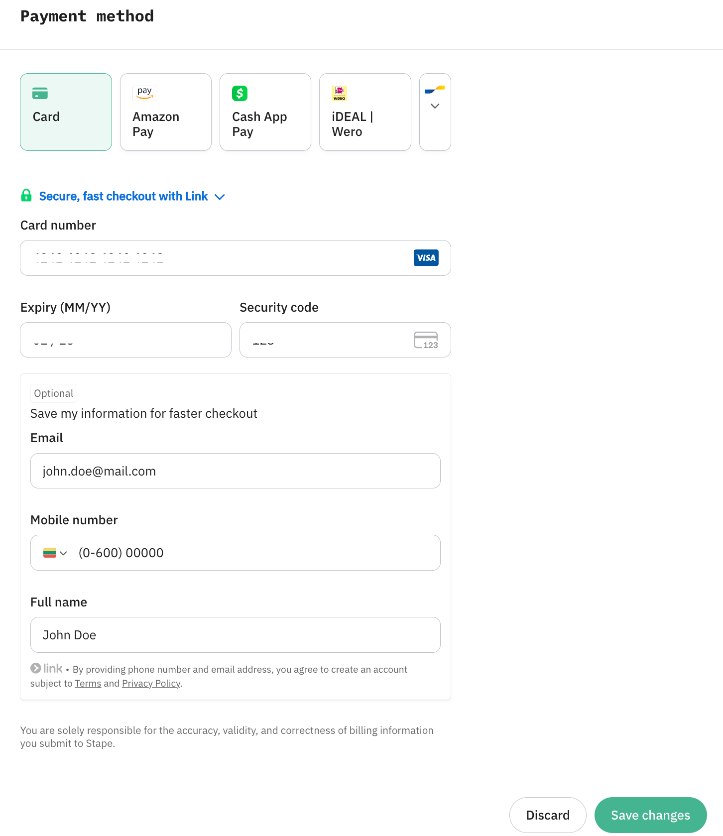 Select your payment method