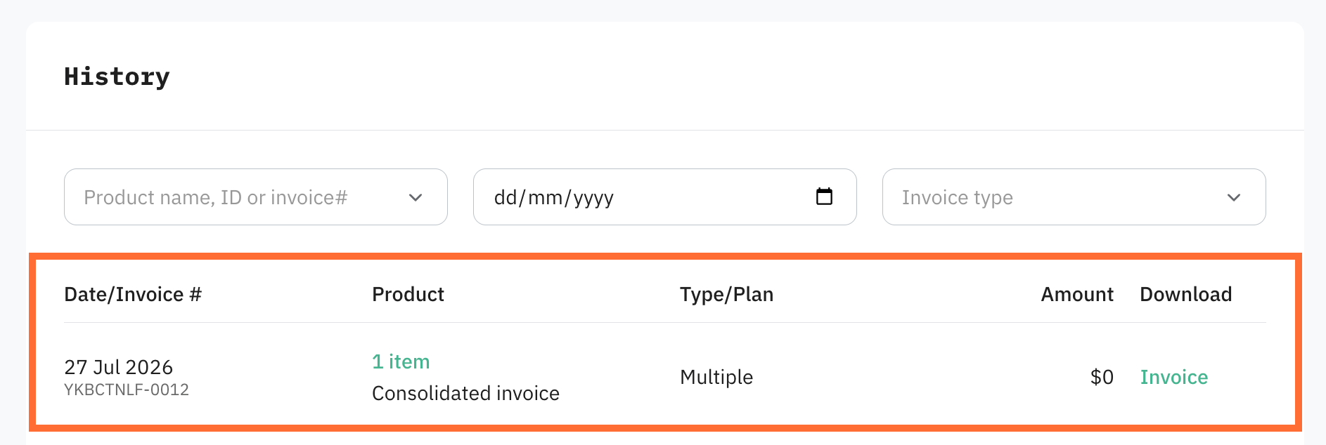 One invoice