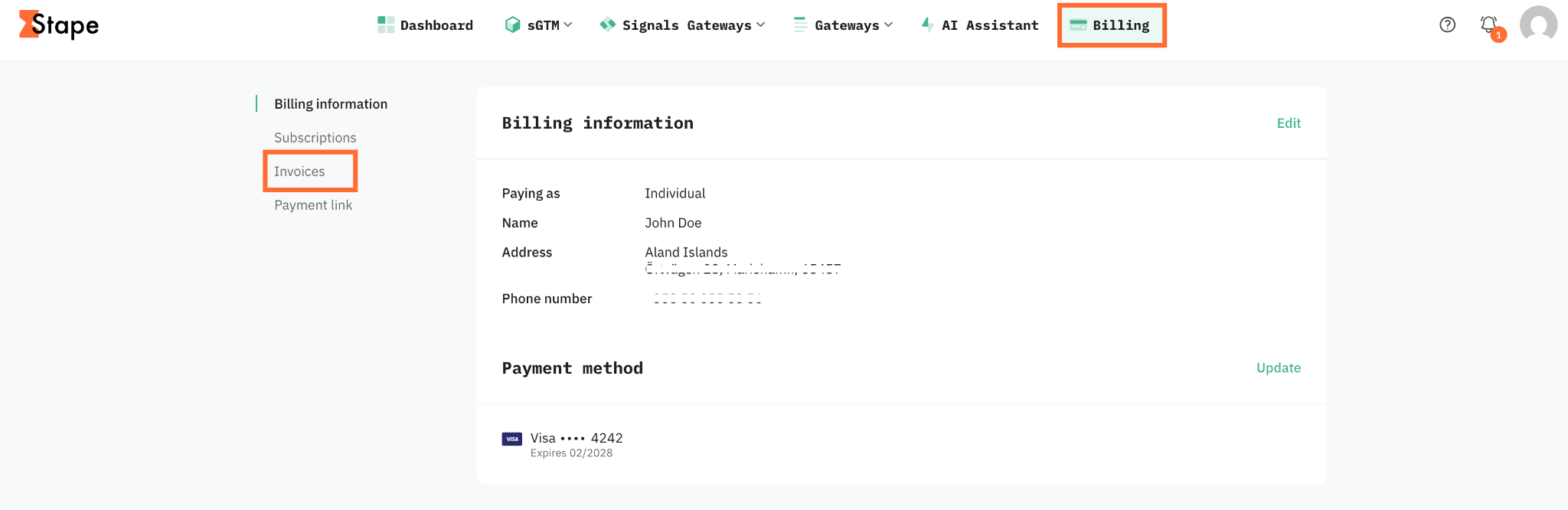 Click billing