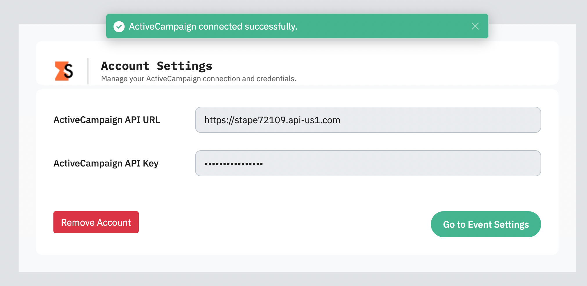 click “Go to Event Settings”