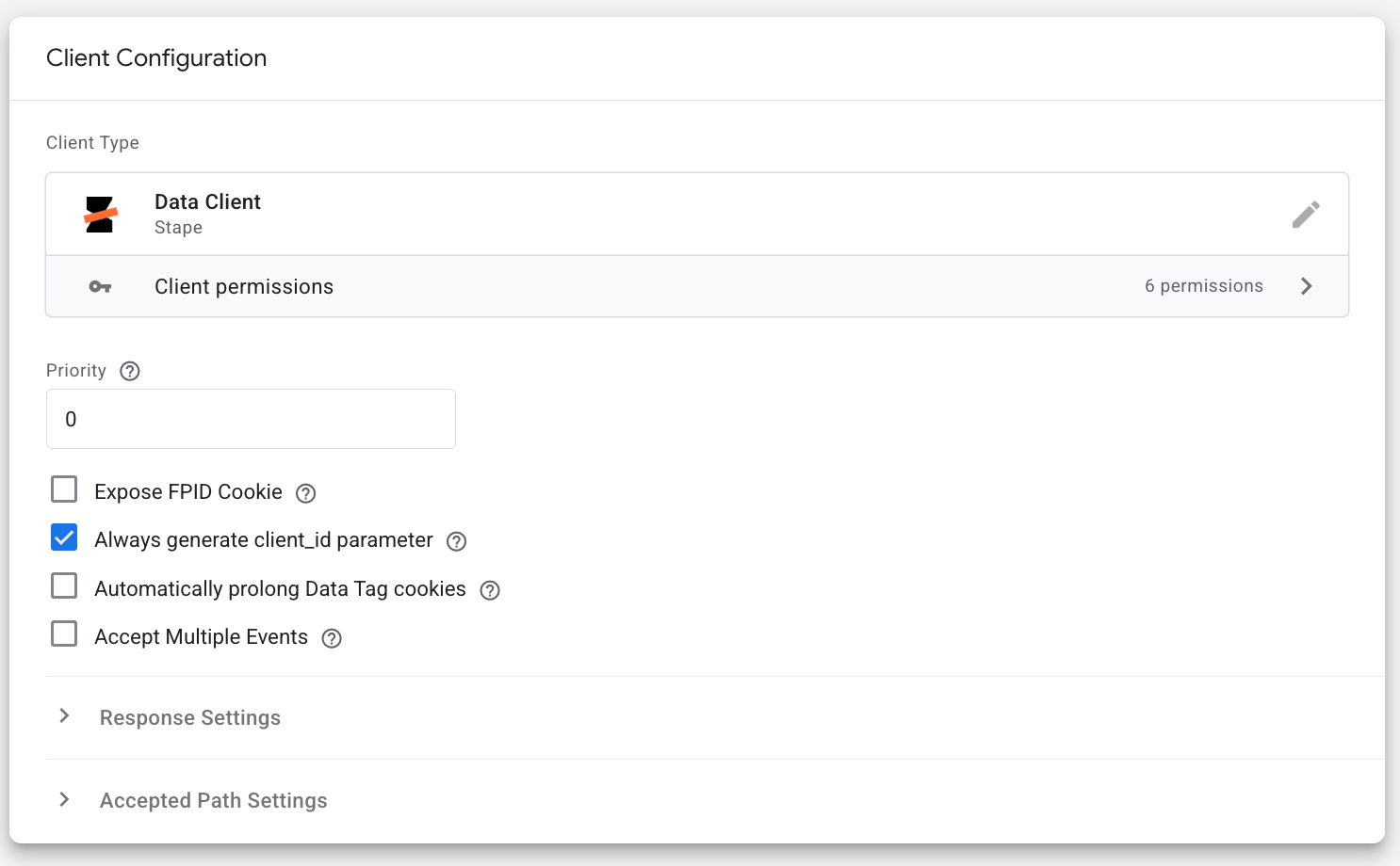 Data Client config