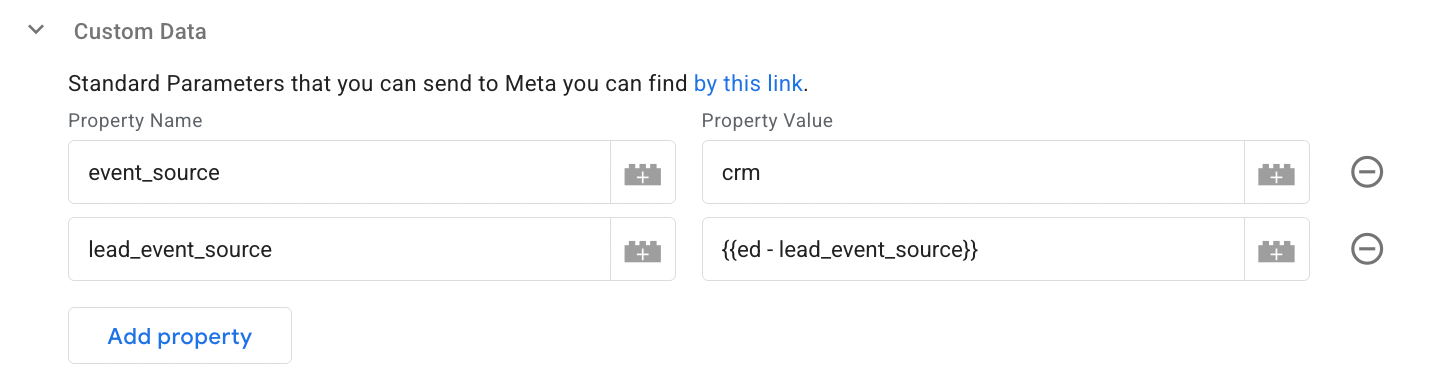 Custom Data section configuration