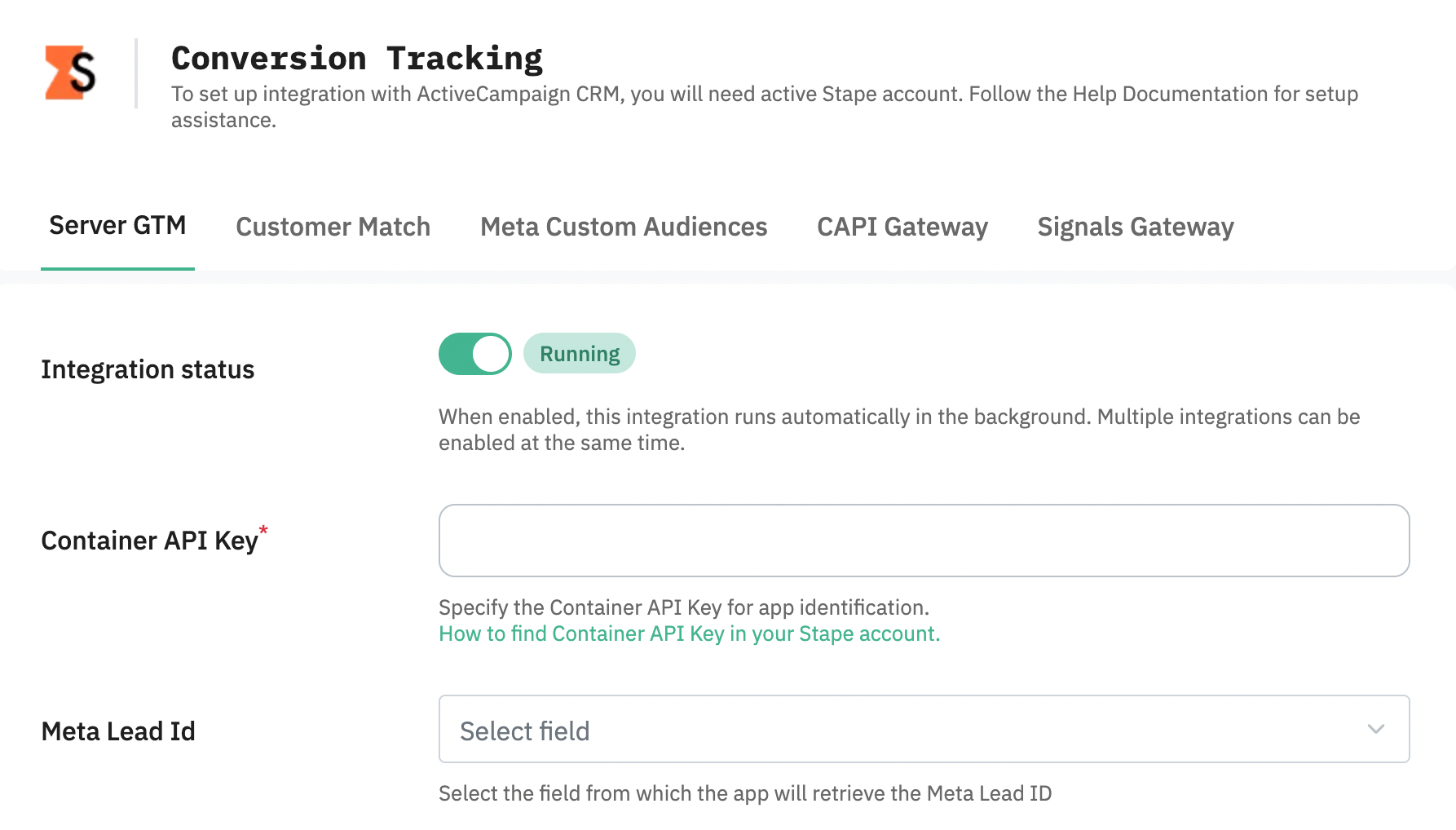 Stape account data