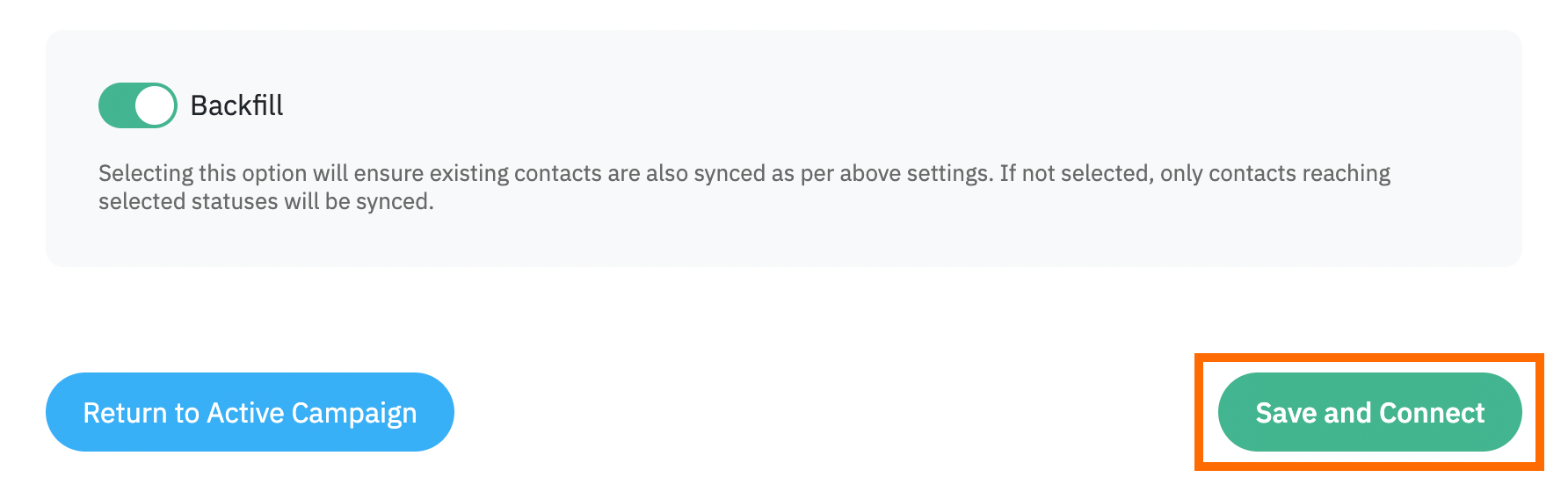 Save and Connect button