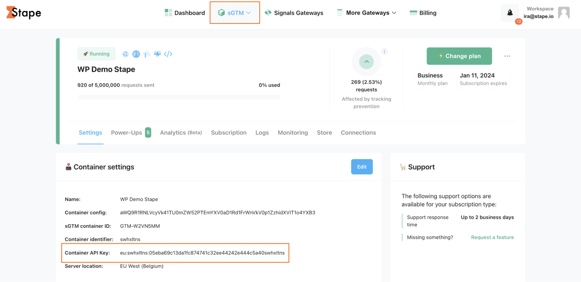 Container API Key