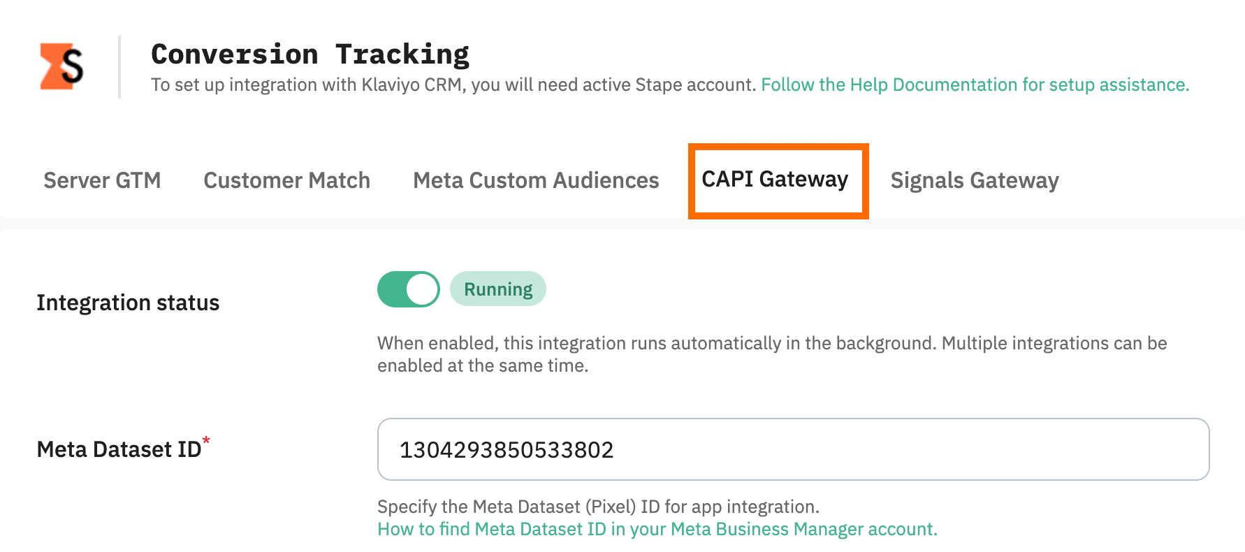 CAPIG configuration screen