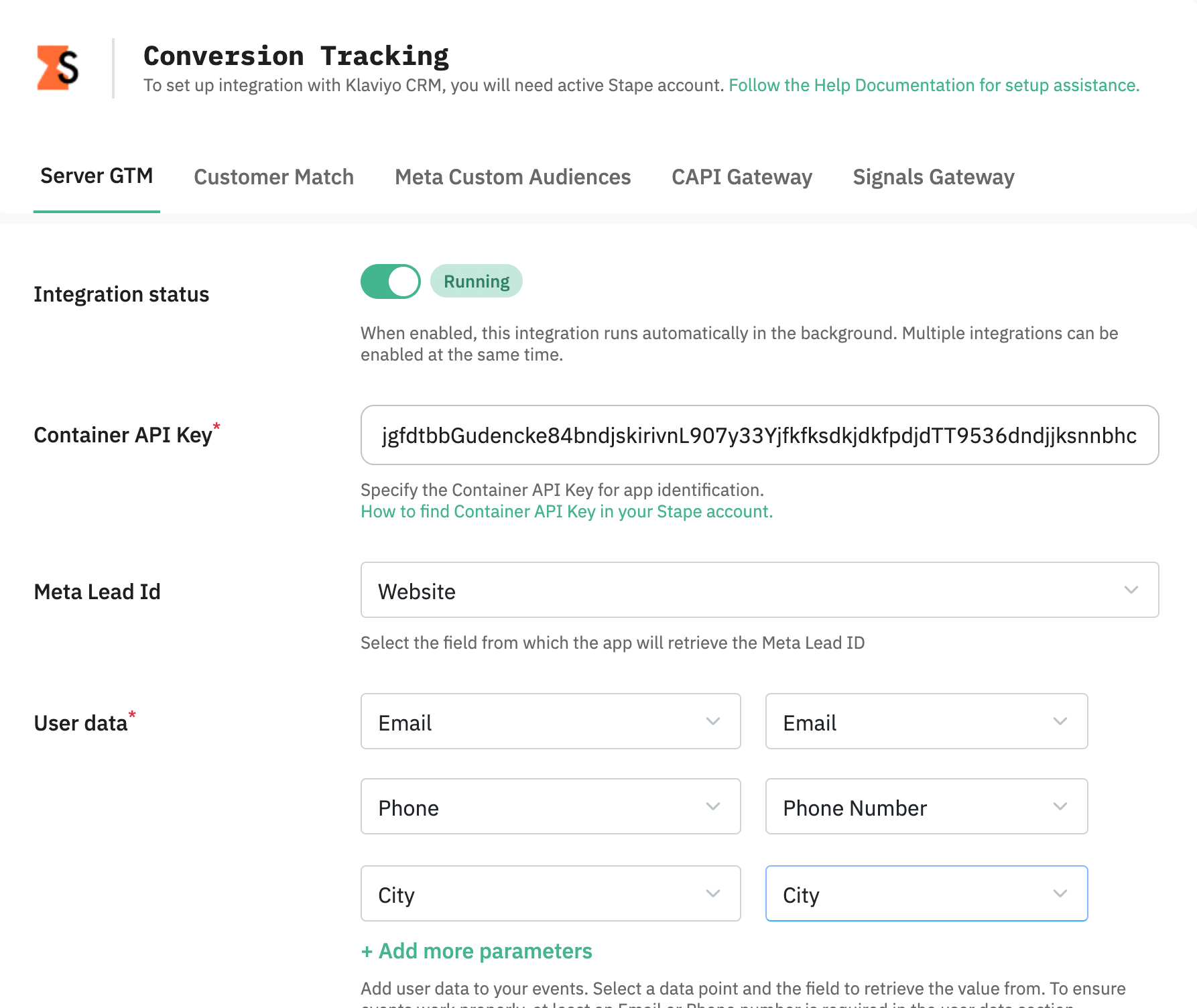 Stape Conversion Tracking Klaviyo app
