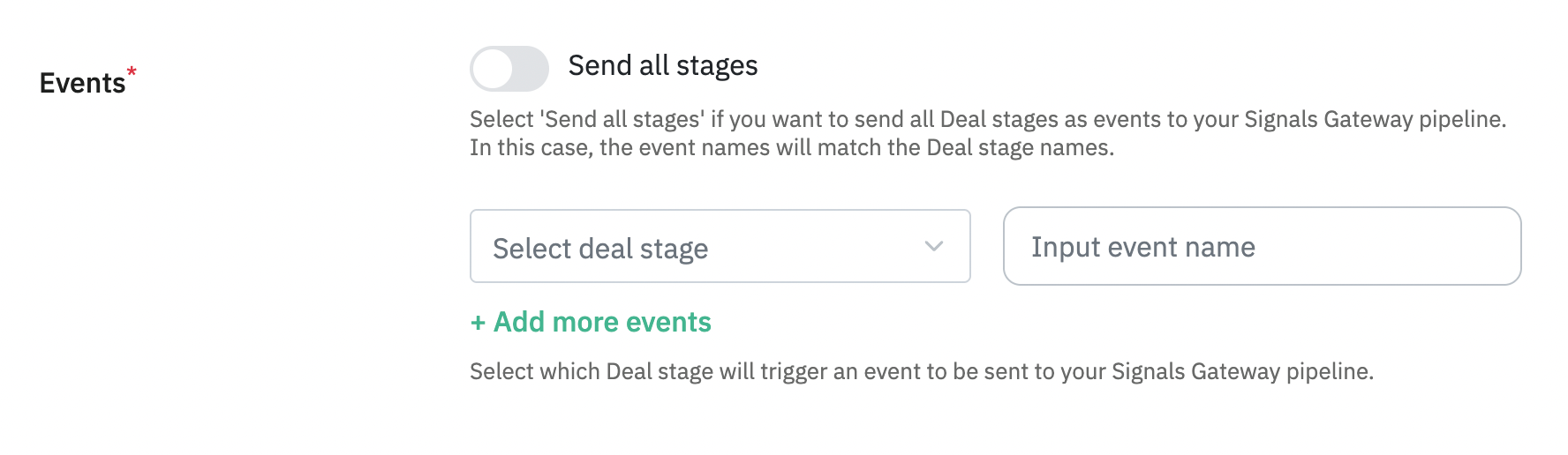 Select a Contact stage to trigger an event