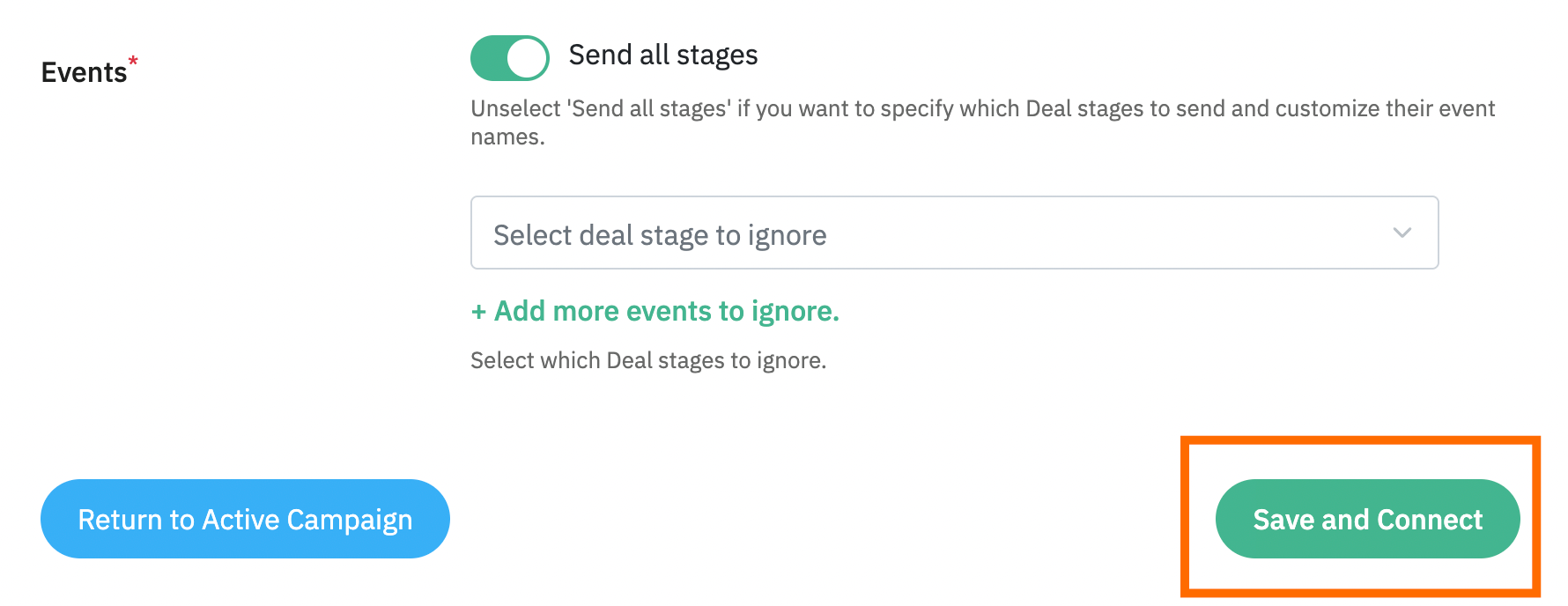 Save and Connect button
