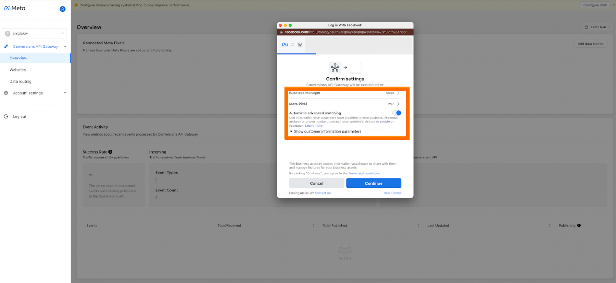 Enable "Automatic Advanced Matching"