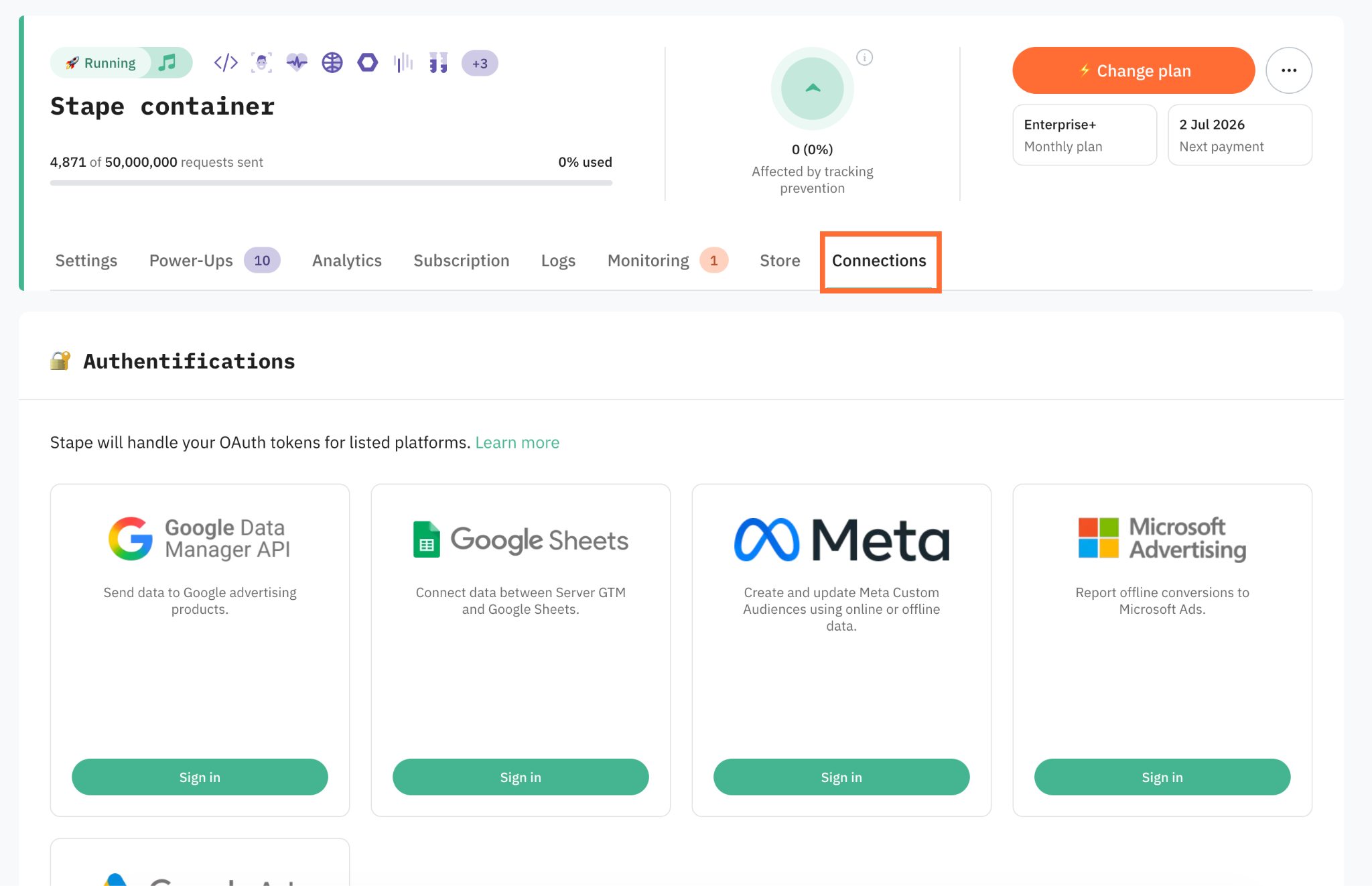 Click the Connections tab