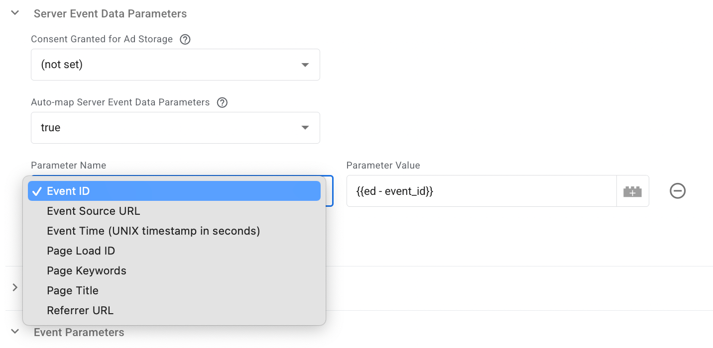 event id parameter in server GTM