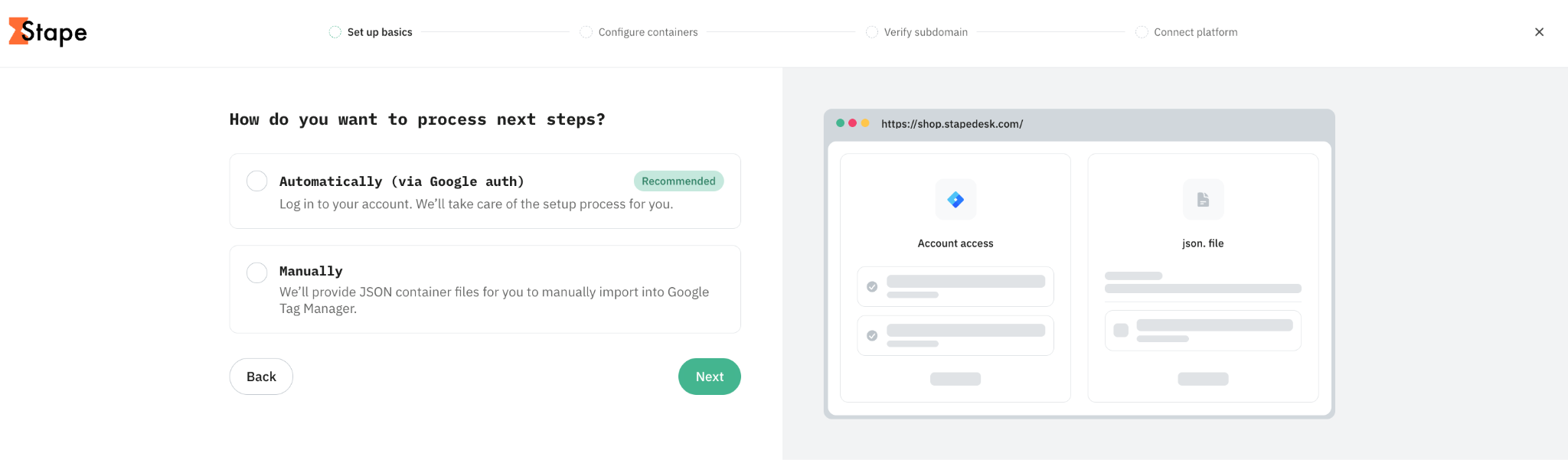 Configure containers