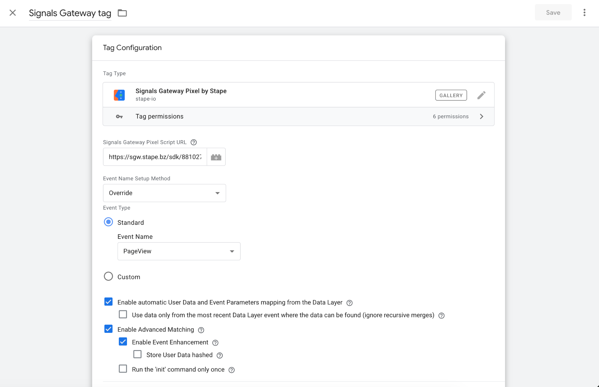 Event Name Setup Method