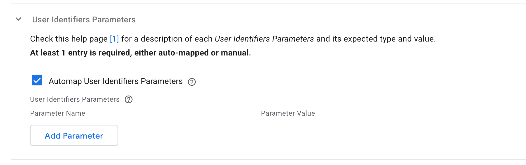 Automap User Identifiers Parameters