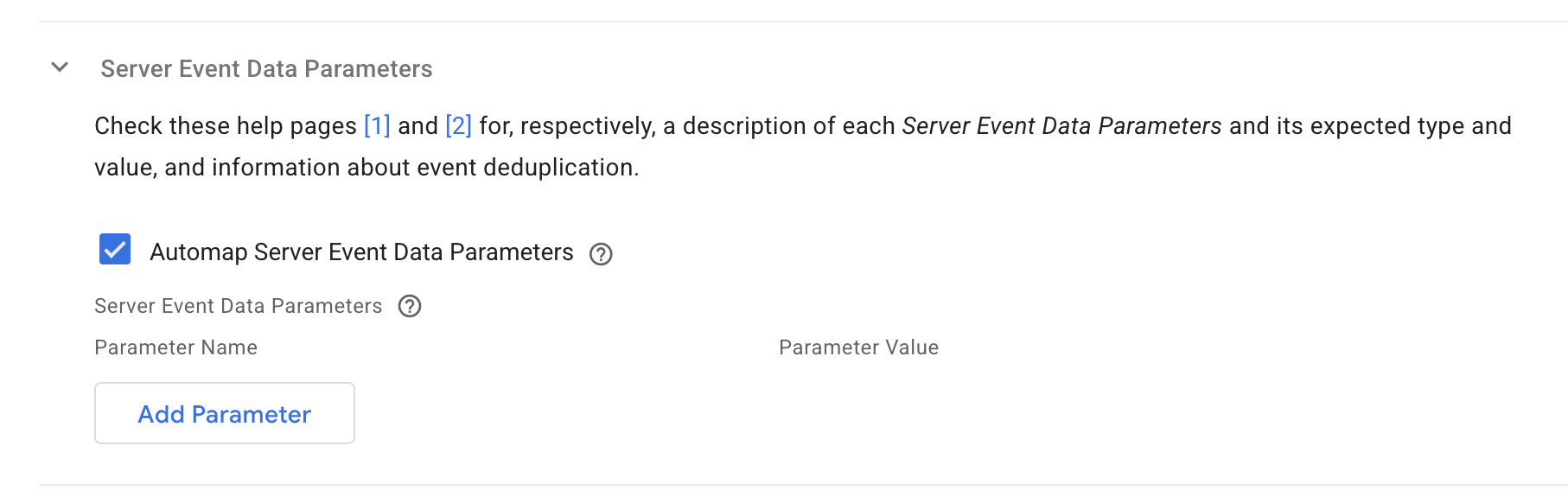 Server Event Data Parameters