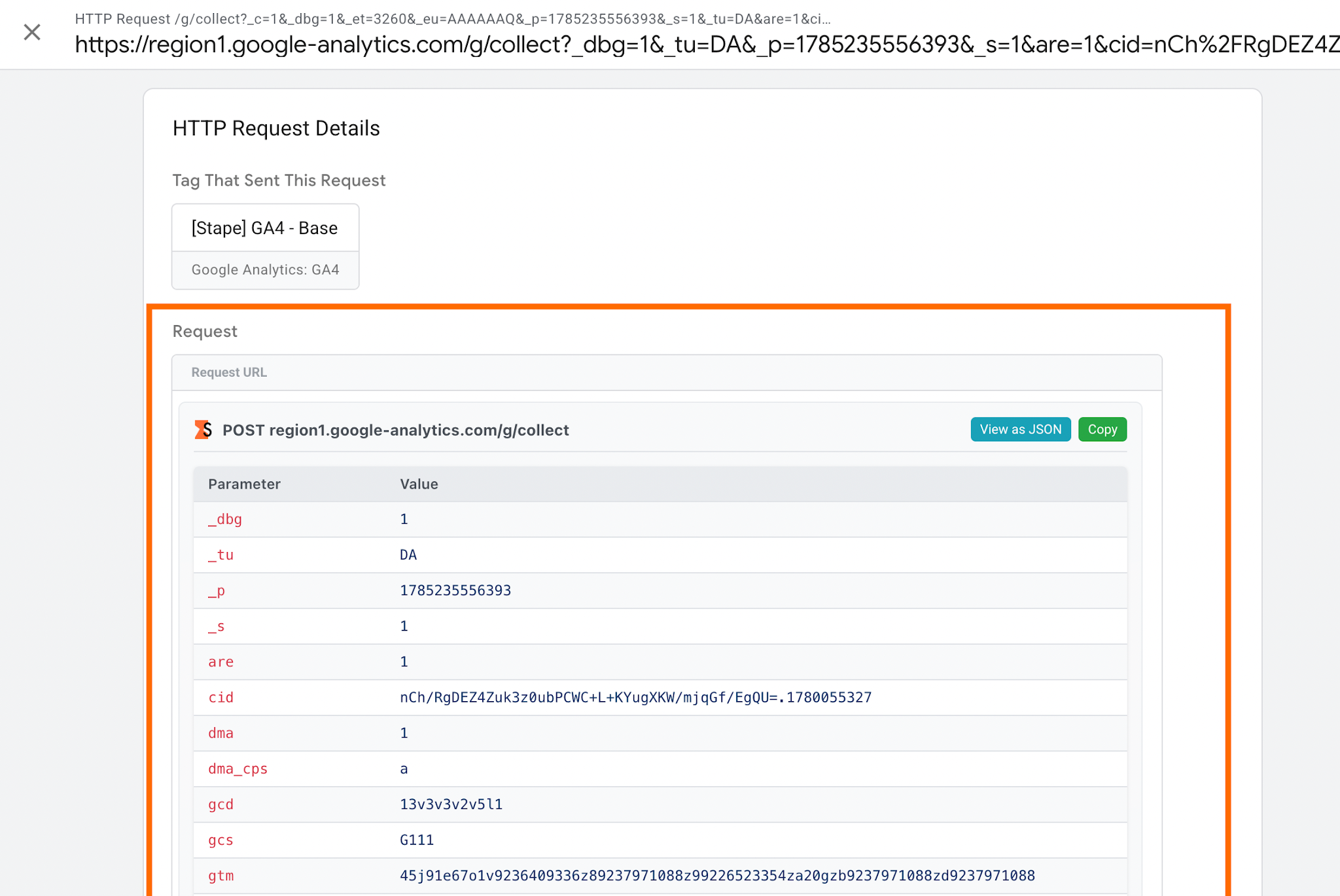 The request data