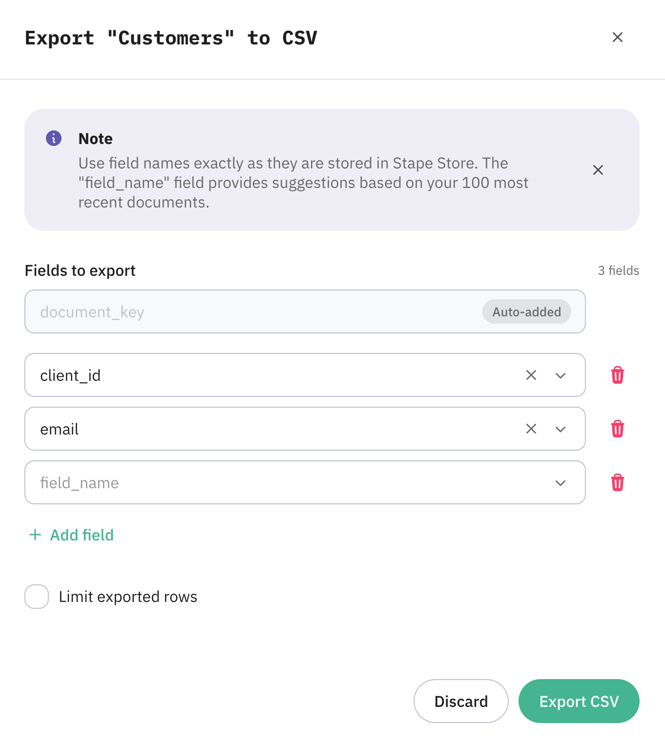 Click Export CSV