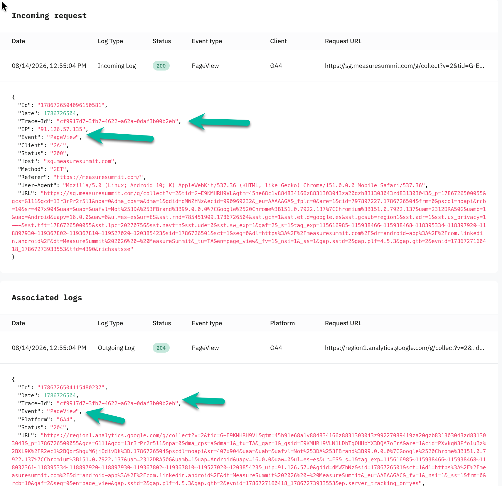 Log details