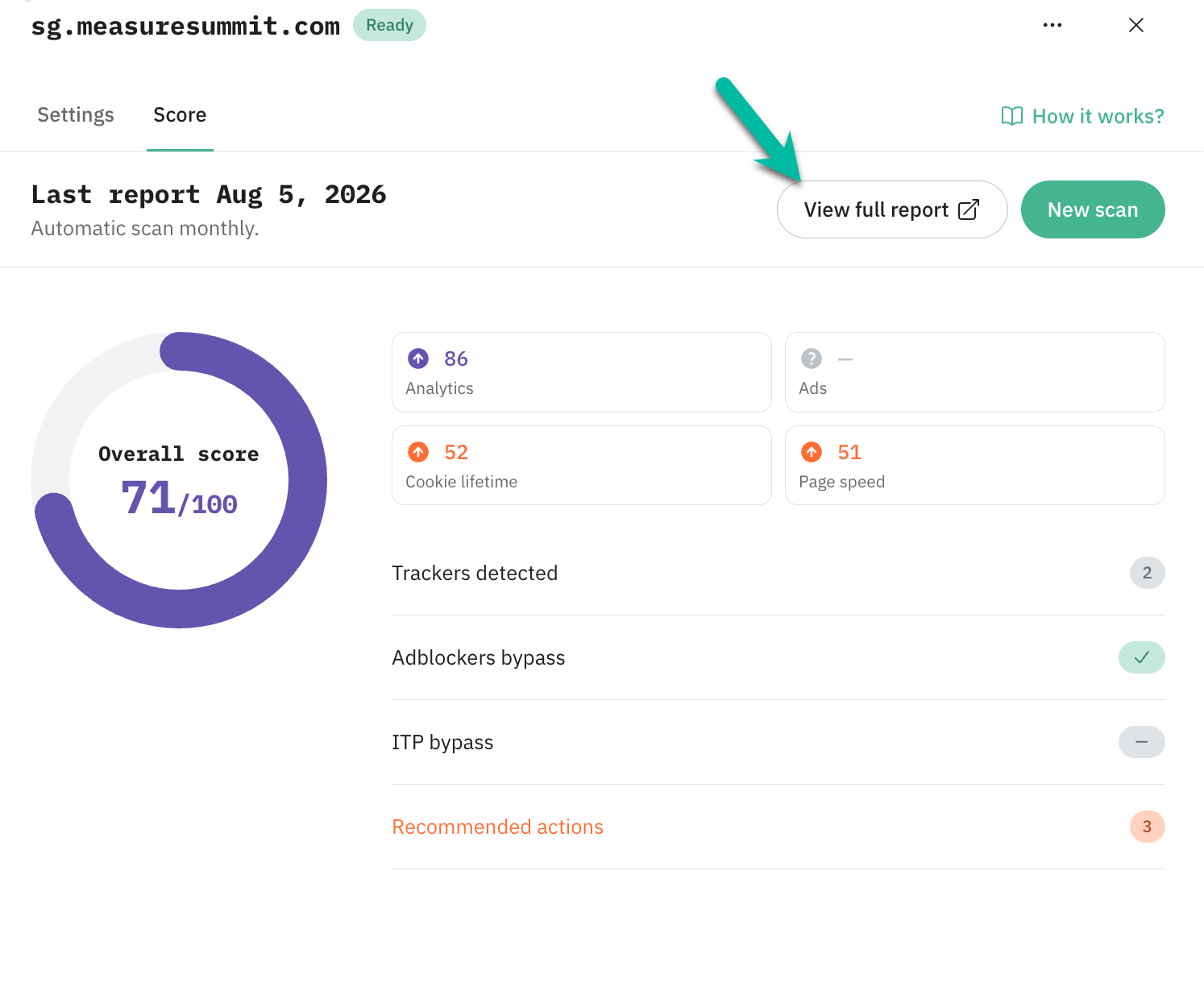 View full report button