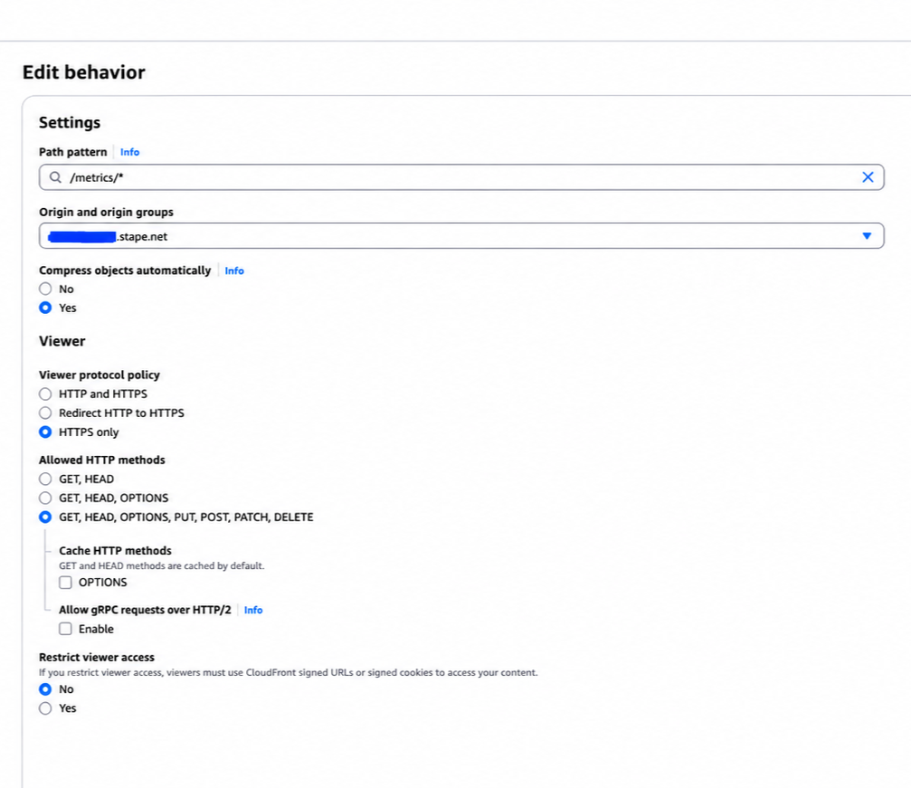 AWS cloudfront behavior settings 1