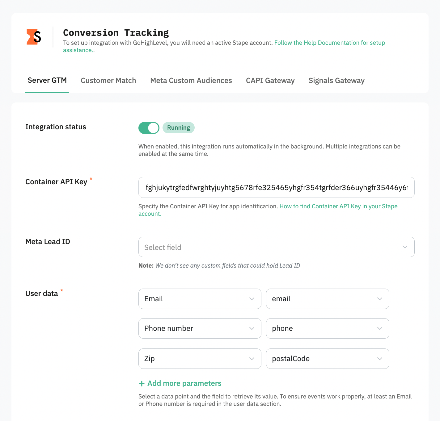 Stape Conversion Tracking app for HighLevel CRM